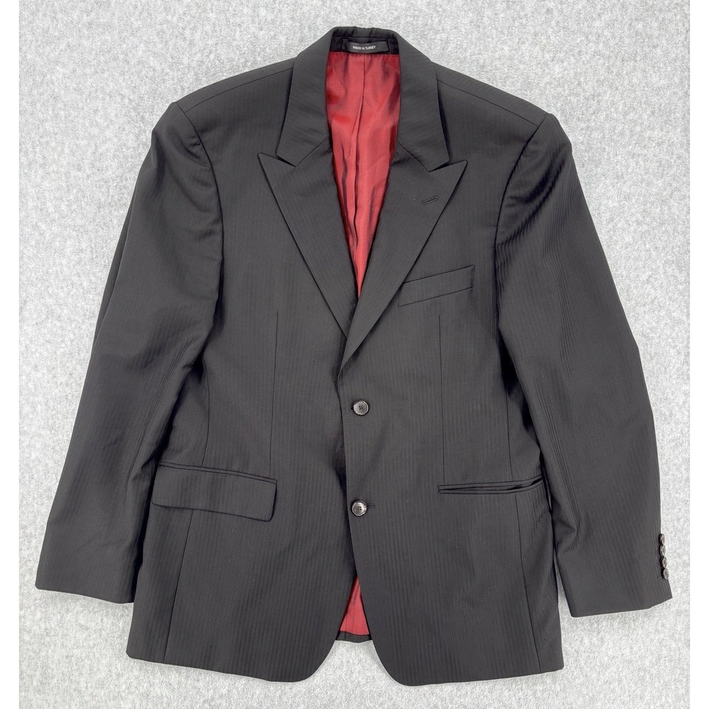 Hugo Boss Perelli Movie 42R Black Stripe Virgin‎ Wool Sport Coat Blazer